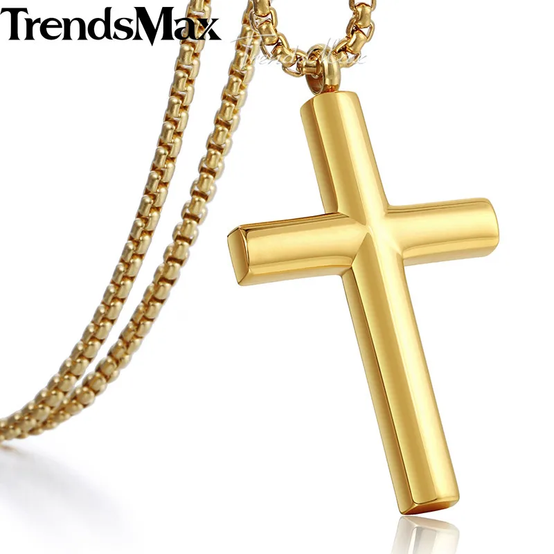Мужская цепочка из полированного крестика Trendsmax нержавеющей стали