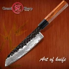 Santoku нож ручной ковки 7 дюймов 3 слоя японский AUS10 из высокоуглеродистой нержавеющей стали шеф-повара кухонные инструменты экологичный