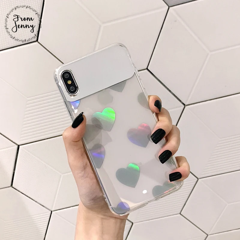 От Jenny Girly Heart макияж зеркало для iPhone x xr xs max 6 6s 7 8 Plus цвет прозрачный силиконовый