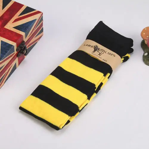 Black Yellow Популярные модные чулки, новинка, женские прозрачные Полосатые чулки, женская одежда, облегающие высокие чулки, женские гольфы размера плюс - Цвет: Black Yellow