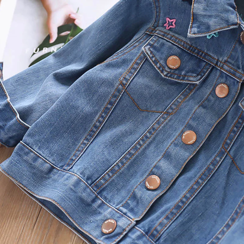 New Kids Denim Jacket For Girls Cute Unicorn Clothes Full Sleeve Little Clothing Letters Print Baby Girl Fall | Детская одежда и