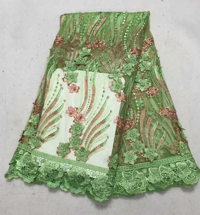 Latest Fashion Nigerian French Lace Fabric pink African Tulle Mesh For Wedding Material With Beads w8-20 | Дом и сад