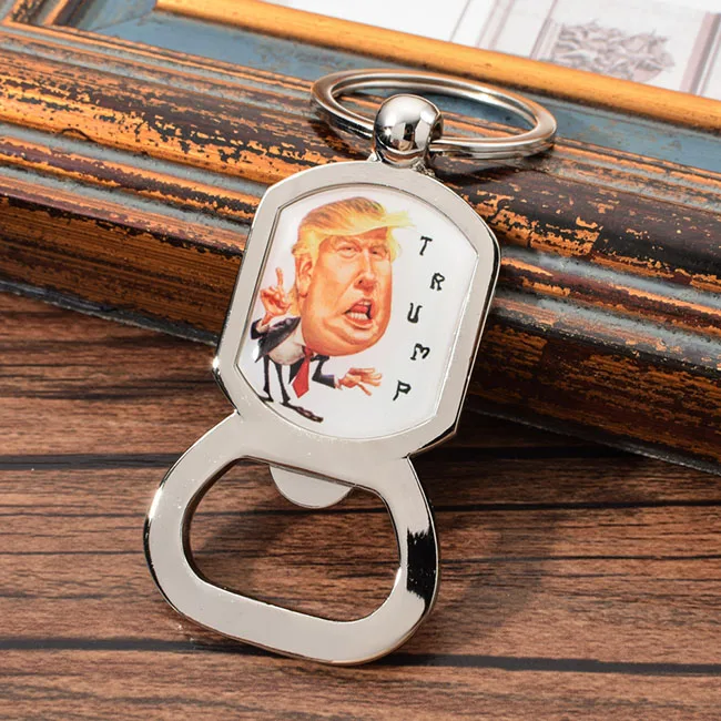 Vicney цинковый сплав Трамп открывалка брелок личность для мужчин женщин Америка президент DIY брелок-открывалка для пива - Цвет: Черный