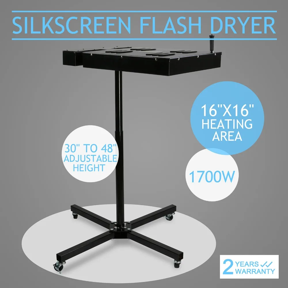 

New 16x16 Flash Dryer Silkscreen T-shirt Printing Curing Adjustable Height DIY