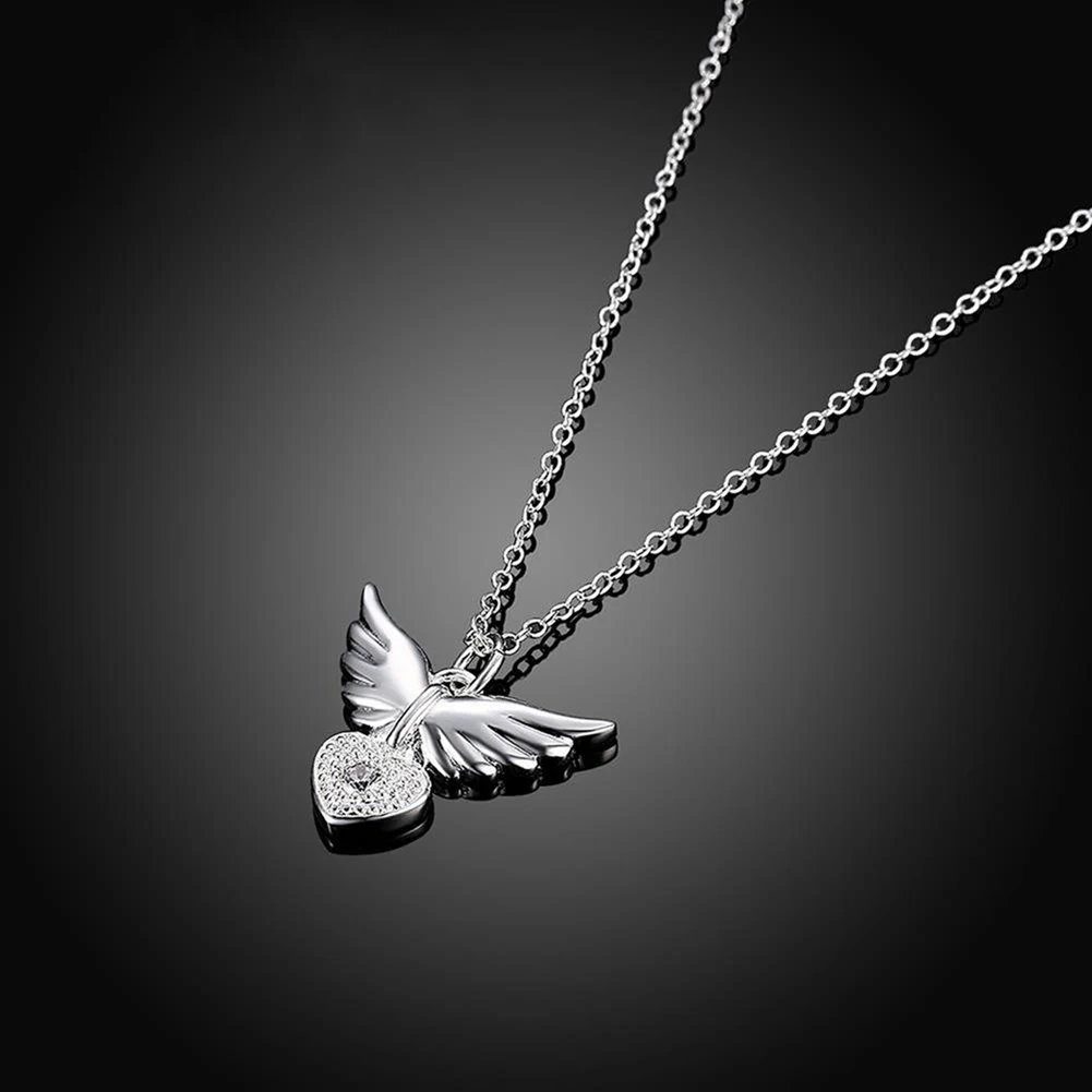 Fashion Women Elegant Angel Wing Love Heart Pendant Chain Necklace Jewelry Gift | Украшения и аксессуары