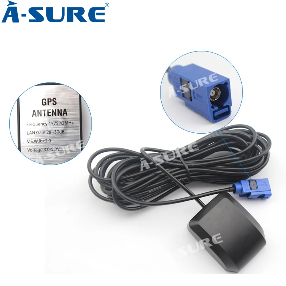 

A-Sure FAKRA GPS antenna FAKRA RNS 510 MFD3 RNS 500 For BMW Audi VW Mercedes NTG 2.5 4 Comand APS Vauxhall Opel