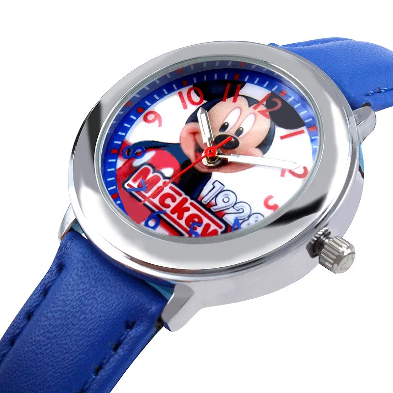 Бренд Disney кварцевые часы из натуральной кожи для детей девочек и мальчиков