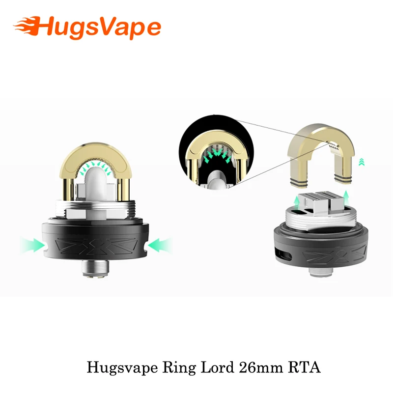 Электронные сигареты Hugsvape кольцо Lord 26 мм RTA 2 мл/5 мл емкость одной катушки