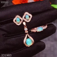 kjjeaxcmy boutique jewelry 925 sterling silver inlaid natural opal opal womens pendant necklace earrings ring 3 sets support de