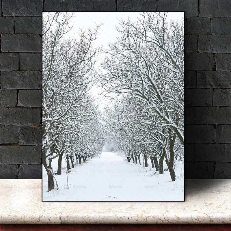 Картина на холсте настенное искусство Снежная фотография стены картина печать