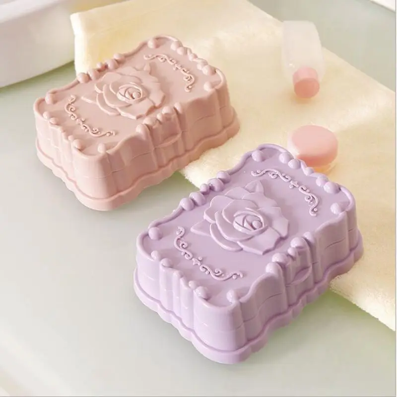 Portable Waterproof Rose Bathroom Soap Dishes Plastic Home Decoration Accessories Travel Supplies Box Case Holder Container | Дом и сад
