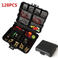 128pcs 20 types rock fishing lures sets bullet sinker hooks fishing wire hook keeper line holder with accessories tackle box