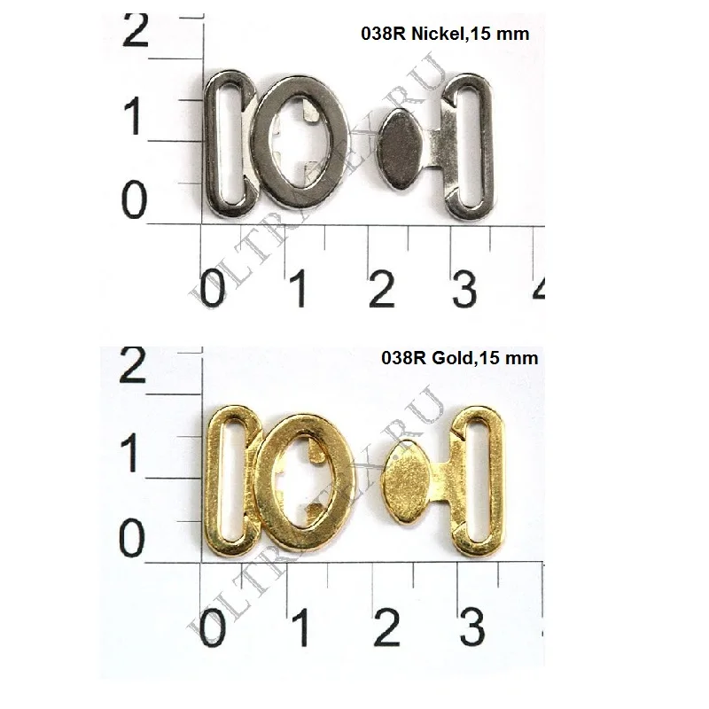 Metal lock for bra or swimsuits nickel gold 15 mm 17 (50 sets) 100 pcs per pack woman accessories | Дом и сад
