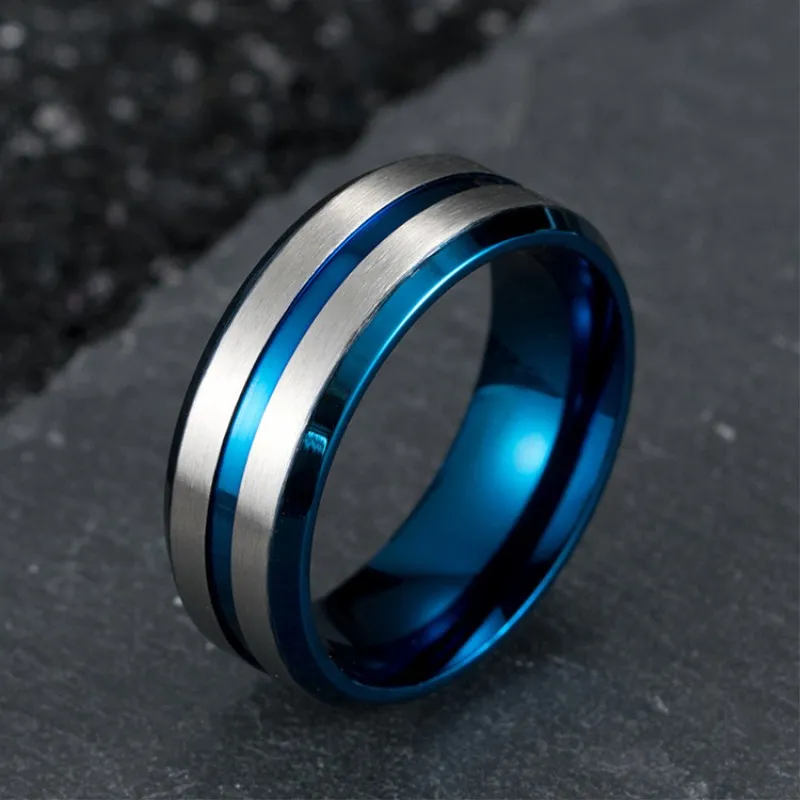 ZTYDEMO Silver Matte Brushed Wedding Rings for Men 8MM 316L Stainless Steel Boy Engagement Accessories Male Ring Jewelry | Украшения и