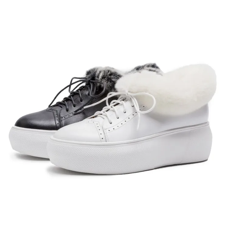 MLJUESE/женские ботильоны из телячьей кожи и кроличьей шерсти белого цвета зимние