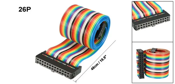 48cm Uxcell 1 шт. 26 контактов цвет радуги 43 см 48 см 118 см 128 см длина 2,54 мм Шаг Гибкая Плоская Лента перемычка Кабель внутренняя проводка - Цвет: 48cm