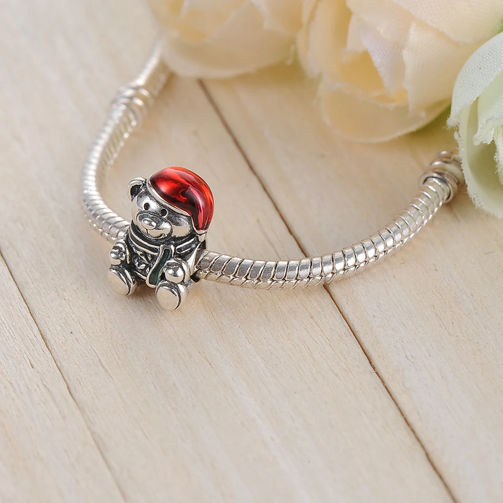 Suplush 100% серебряные бусины 925 пробы рождественский стиль очаровательный браслет