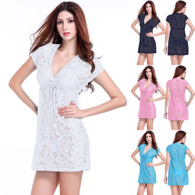 2019 Летняя Сексуальная накидка на бикини Пляжное Платье кружевной купальник