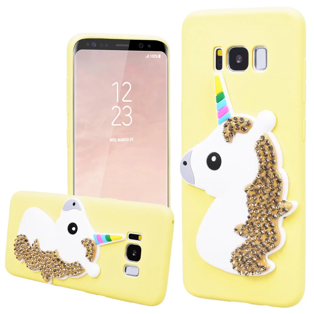 Cute Unicorn Girls Case For Samsung S8 Women Glitter Candy Color Soft Silicone 3D Cover Plus |