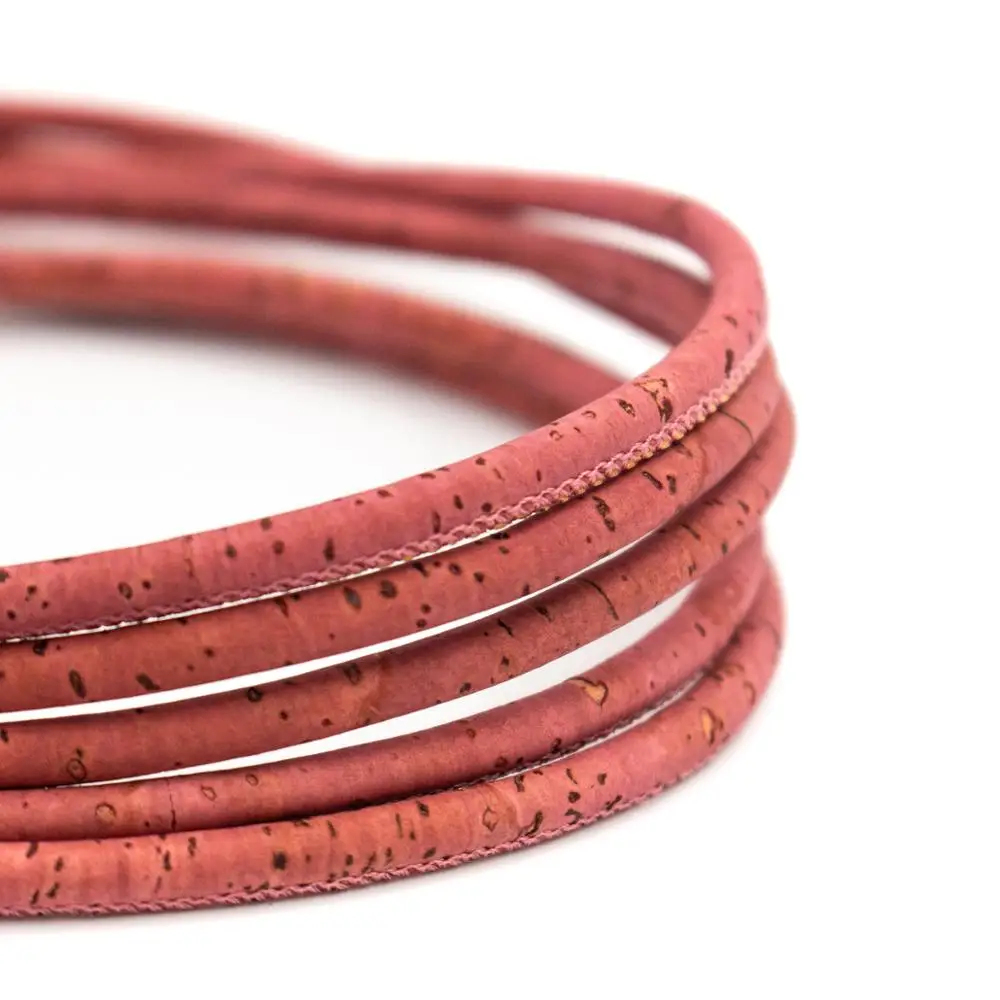 10 meters Old Pink Cork 5mm round cork cord Portuguese jewelry supplies /Findings vegan material Cor-335 | Украшения и аксессуары