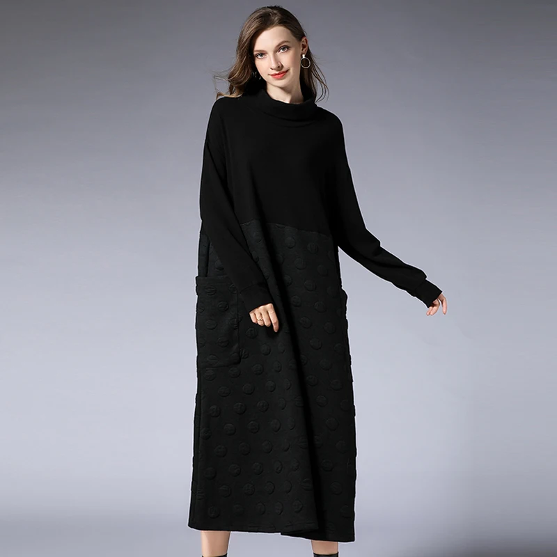 Winter Basic Black Dresses Plus Size Autumn Women 2018Woman Elegant All Match Knit Sweater Femme Dress Vestidos Feminino | Женская