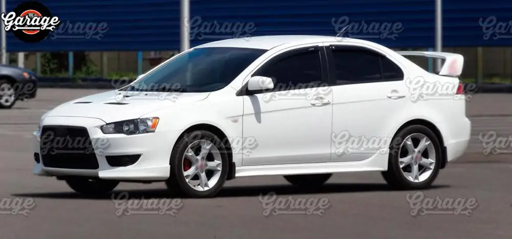 Боковые юбки для Mitsubishi Lancer 10 2007- дверных порогов ABS пластиковые накладки обвес аксессуары Тюнинг автомобиля Стайлинг