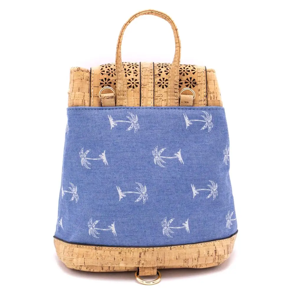 Пробковый синий текстильный рюкзак для девочек текстиль Повседневный с лазерной