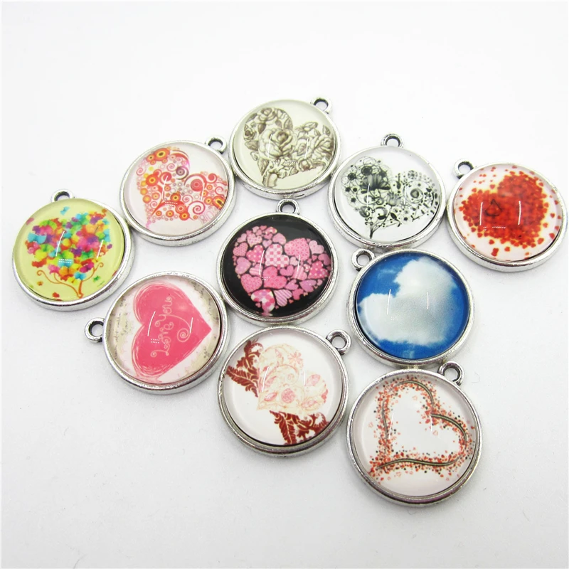 

2018 New 10pcs/lot Mix Random Heart Dangle Charms DIY Bracelet&Bangles Necklace Pendants Jewelry Accessory Hanging Charms