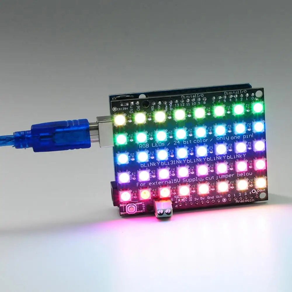 Светодиодный модуль для Arduino UNO R3 40 RGB WS2812 5X8 пикселей точечная матрица Адресуемая