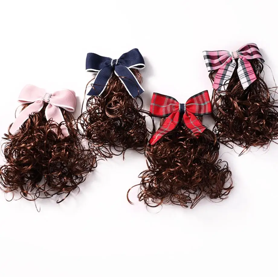 1 пара Детские накладные вьющиеся волосы бант заколка с бантом милые аксессуары