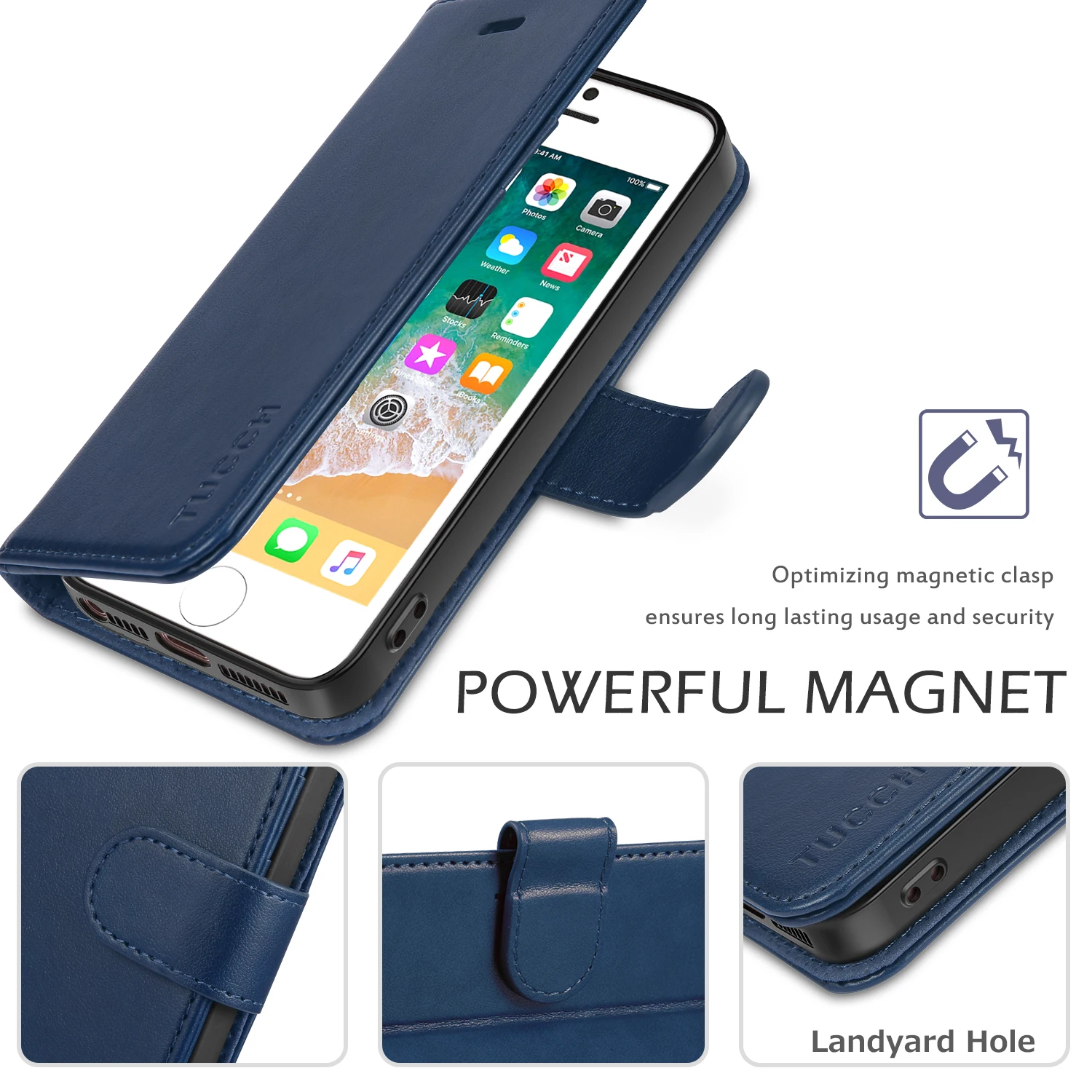 Чехлы-бумажники tuch для iPhone 5/5s/SE, кожаная тонкая книга форматом в пол-листа с отделением для карт, зажим для денег, подставка, магнитная застежка