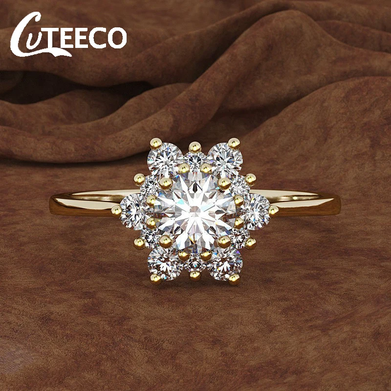 CUTEECO роскошное женское кольцо-Снежинка, модное Золотое кольцо с кристаллами, циркониевым камнем, модные свадебные кольца для женщин, ювелирные изделия
