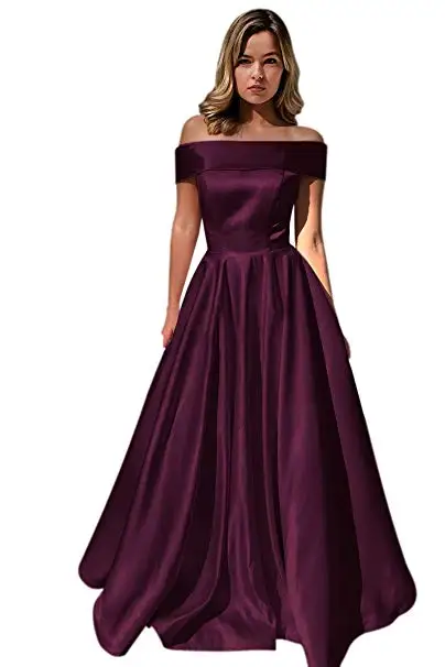 Фиолетовый Baijinbay vestido de festa длинное вечернее платье трапециевидной формы, простое вечернее платье с открытыми плечами, торжественное Пышное Платье на шнуровке, Robe De Soiree - Цвет: Фиолетовый
