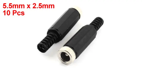UXCELL 10Pcs 5.5Mm X 2.5Mm Solderable Type Plastic Housing Power Inline Male Plug Connector Black |