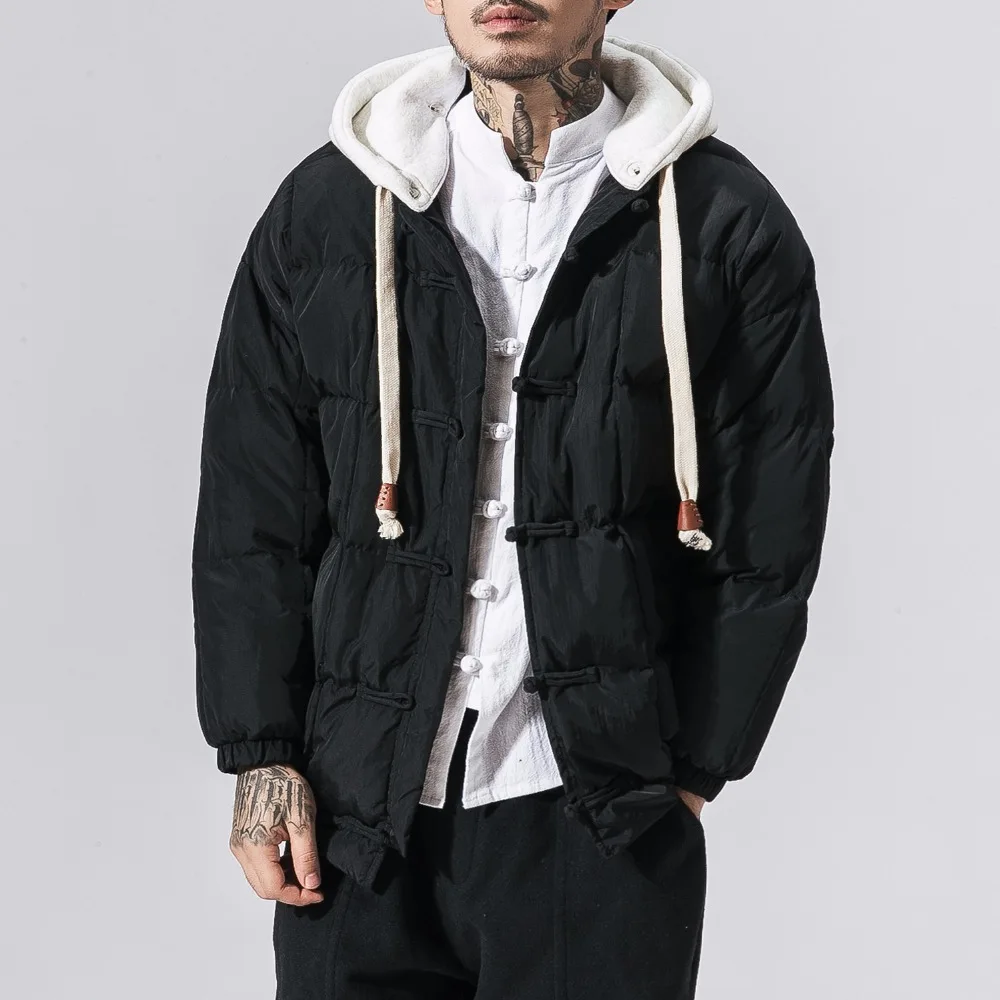 

MRDONOO winter large size cotton clothing young man thickening Korean loose baseball clothing retro Chinese wind hooded