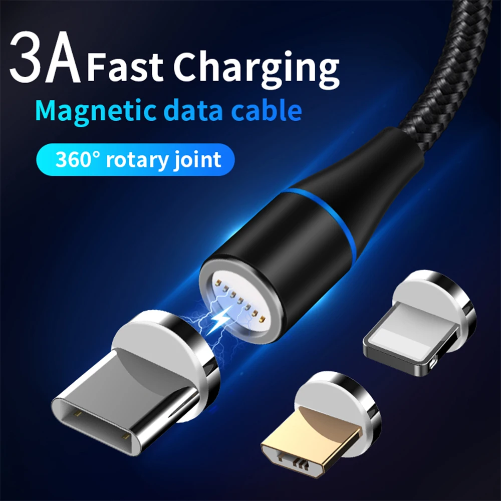 Magnetic Cable for iPhone 3A Fast Charging Wire USB Type C Micro Samsung Huawei Xiaomi Type-C | Мобильные телефоны и