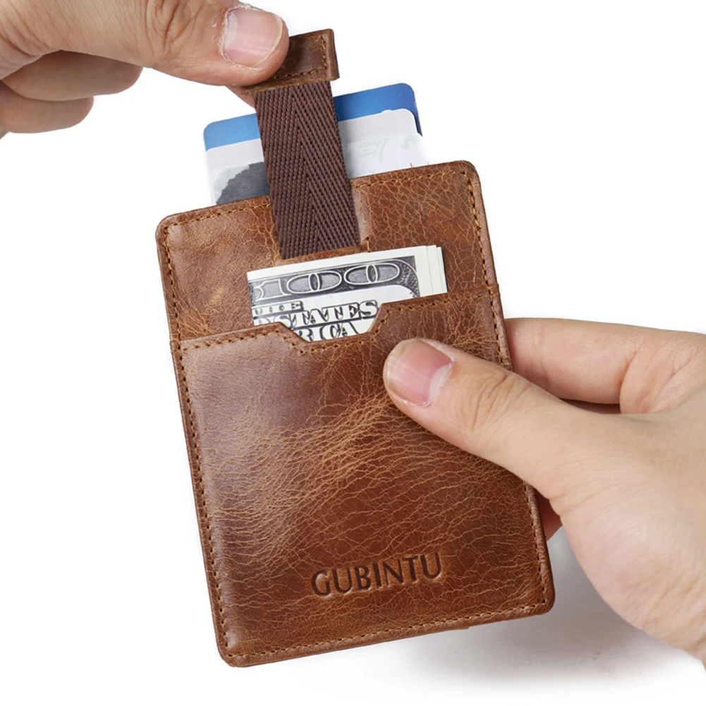 Ретро Пояса из натуральной кожи ультра тонкий rfid защитные Бизнес ID держатель