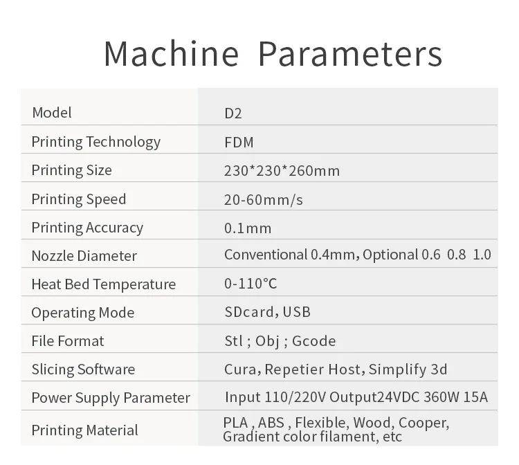 Двойные винты Z-Axis D2 MINGDA Настольный 3D-принтер по самой низкой цене для продвижения