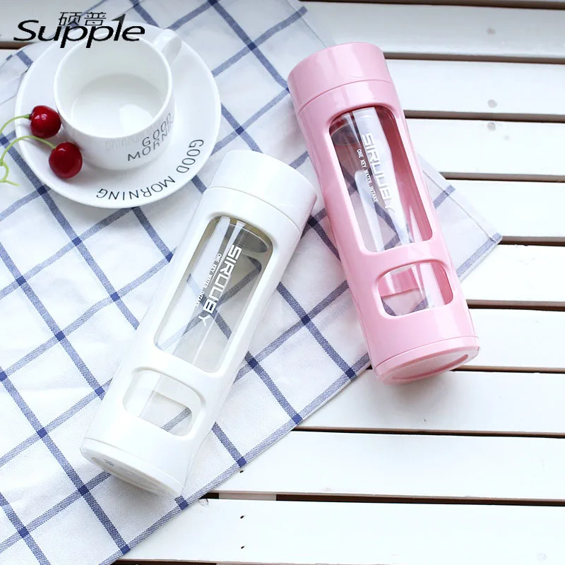 360ml New Sport Glass Water Bottle Kettle With Silicone Insulation Creative Drinkware Car Cups | Дом и сад