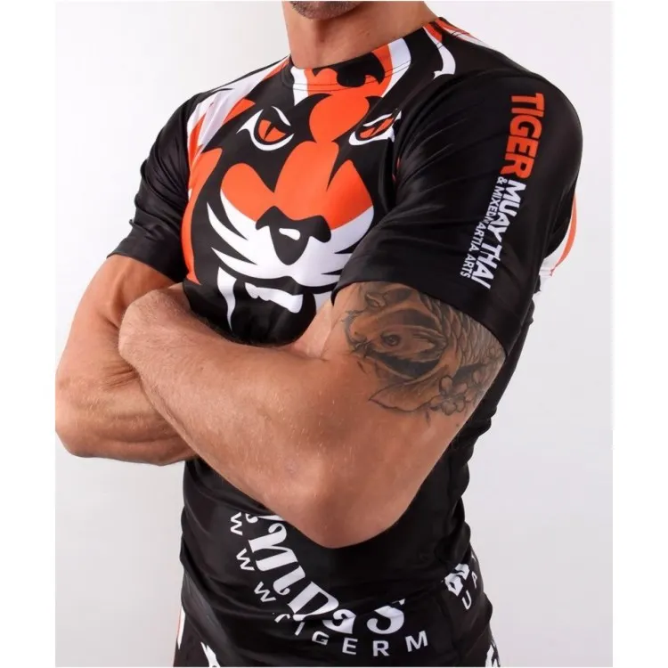 SOTF облегающая эластичная одежда для бодибилдинга Tiger Muay Thai MMA боксерская рубашка