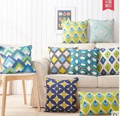 

cotton linen geometric pattern cushion cover pillowcase sofa lumbar pillow cover backrest waist pillow covers home decor