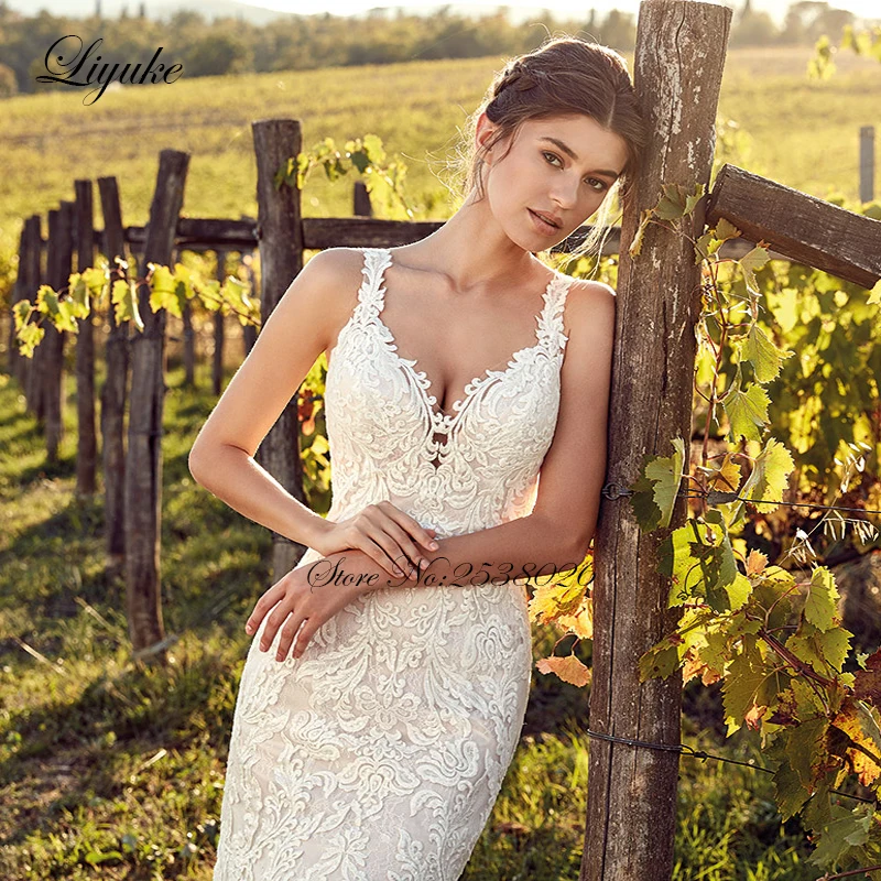 Liyuke чудесное свадебное платье русалка натуральные факторы застежка на пуговицах