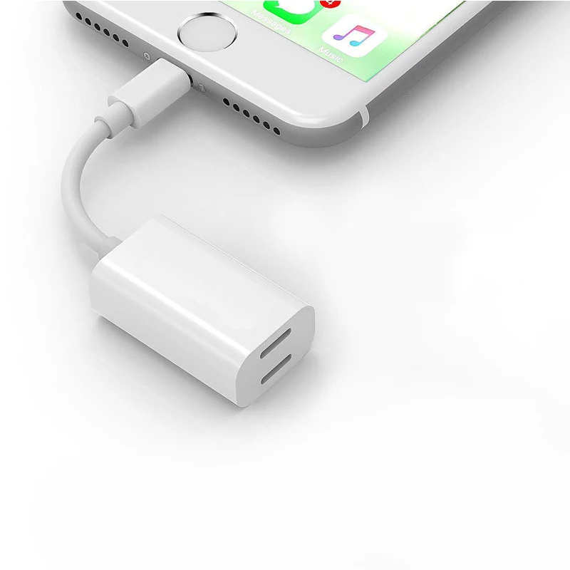 2 в 1 аудио зарядное устройство адаптер кабель для iPhone X 8 Plus 7 7Plus двойной PIN порт