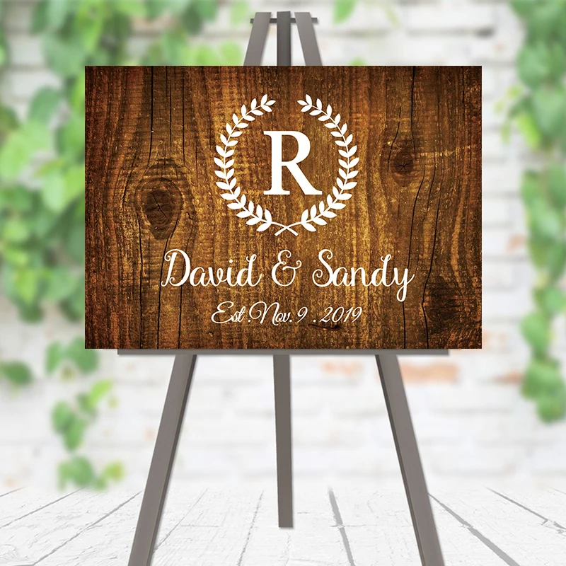 

2019 New Party Sign Wedding Decoration Welcome Signs Rustic Wedding Wooden Personalized Sign Custom Name and Date
