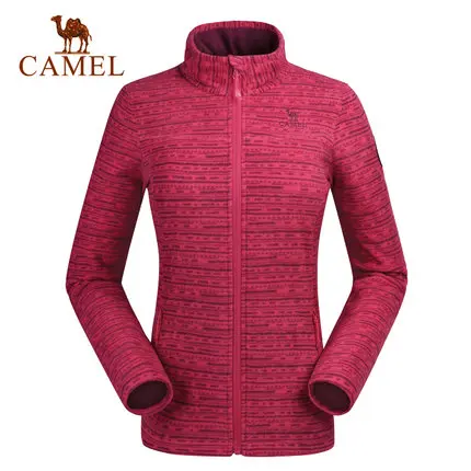 Red Female CAMEL мужская уличная флисовая походная пара куртка Осень Зима ветровка софтшелл Толстая теплая куртка альпинизм кемпинг пальто - Цвет: Red Female