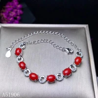 925 sterling silver inlaid natural red coral gemstone female bracelet support detection new exaggerated mini