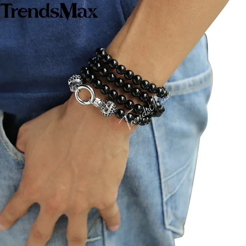 Trendsmax Будда бусы браслет ожерелье для мужчин 316L нержавеющая сталь Череп амулет