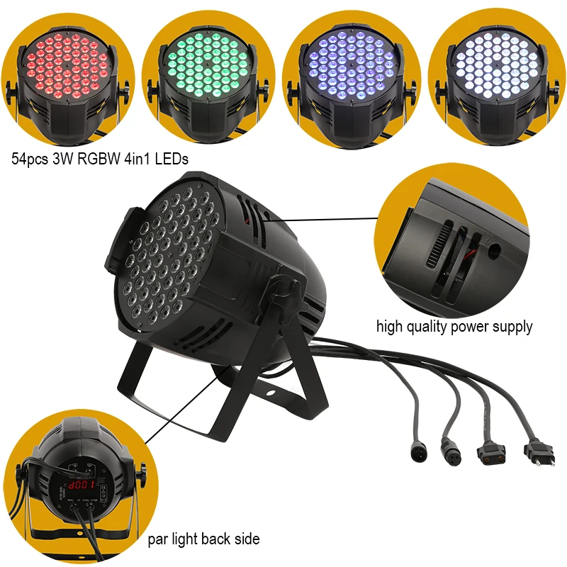 IMRELAX 32 шт. большой источник питания 54x3 Вт RGBW 4в1 LED Par Light с футляром для полета пакет