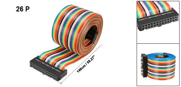 26P 148cm Rainbow Uxcell 1 шт. IDC 26/34/40 штифтов Радуга/серый 128/148 см Длина 2,54 мм Шаг Dupont плоский гибкий ленточный соединительный кабель с разъемом - Цвет: 26P 148cm Rainbow