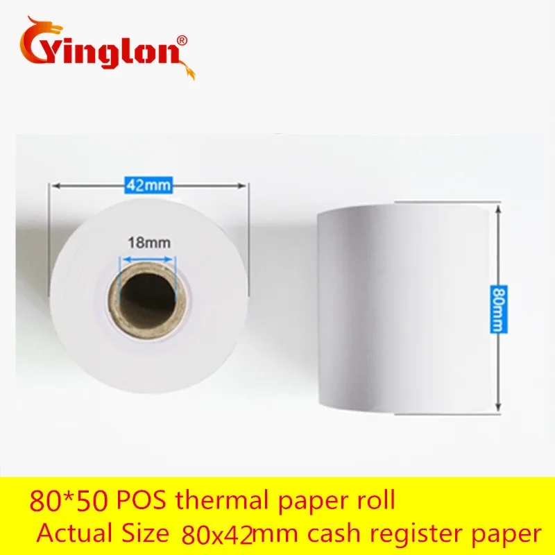 Thermosensitive paper cash register 2 Rolls/lot 80*50 & 80*60 EFTPOS machine 80x42 roll single layer paper for  thermal printer